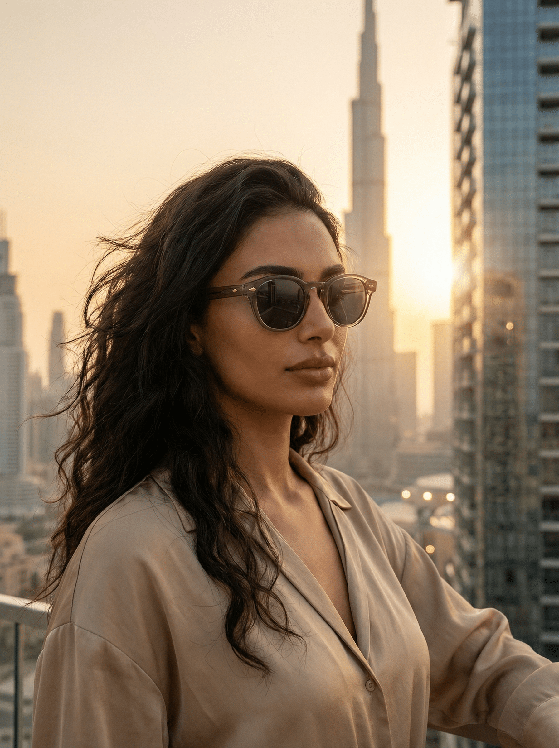 Femme portant les lunettes de soleil Dubai Product Travel style élégant Dubai