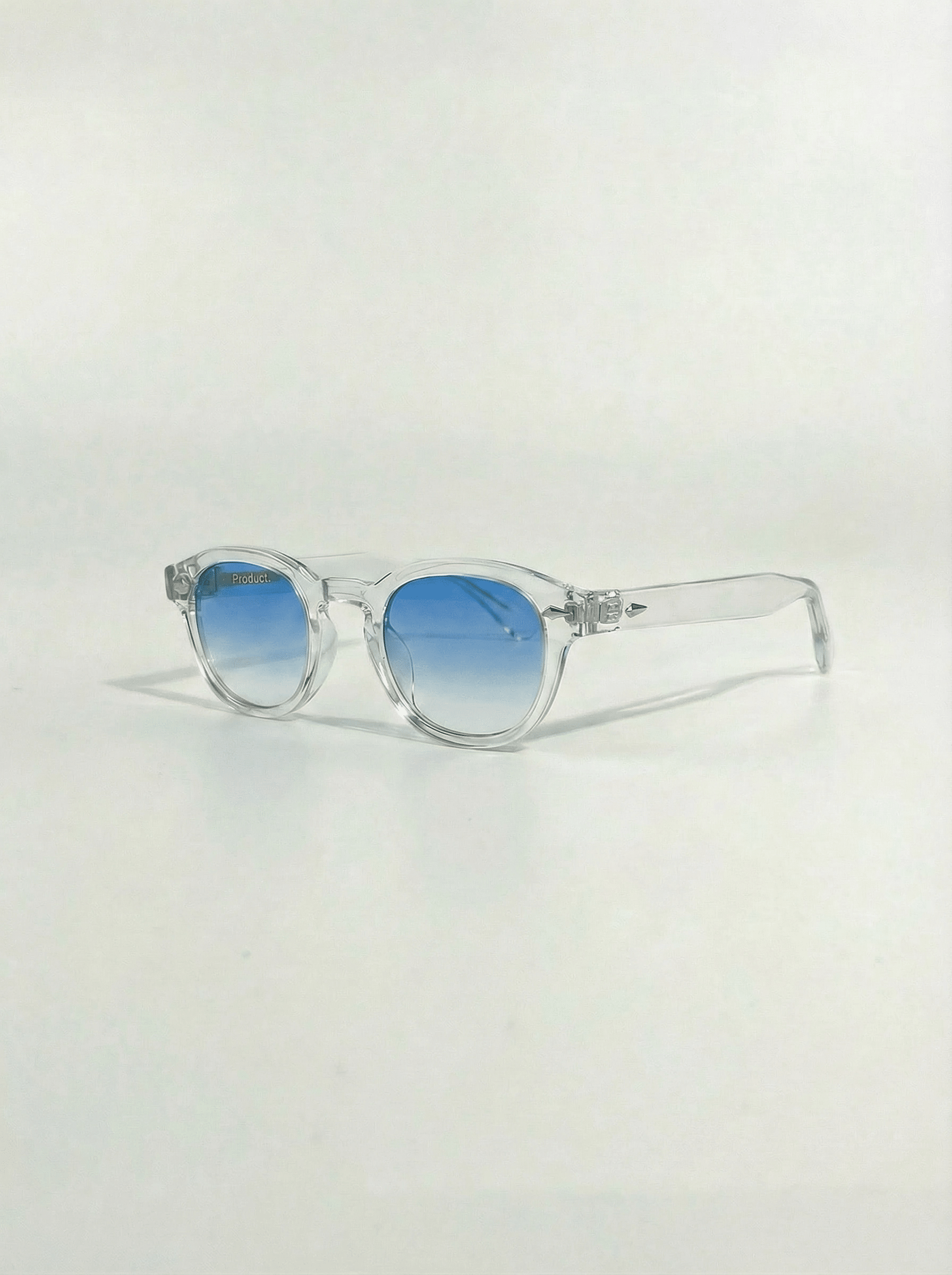 Lunettes de soleil Santorini vue 3/4 monture transparente verres bleus Product Travel
